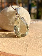 Green Amethyst (Prasiolite) and Silver Teardrop Pendant