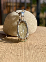 Green Amethyst (Prasiolite ) Sterling Silver Oval Pendant