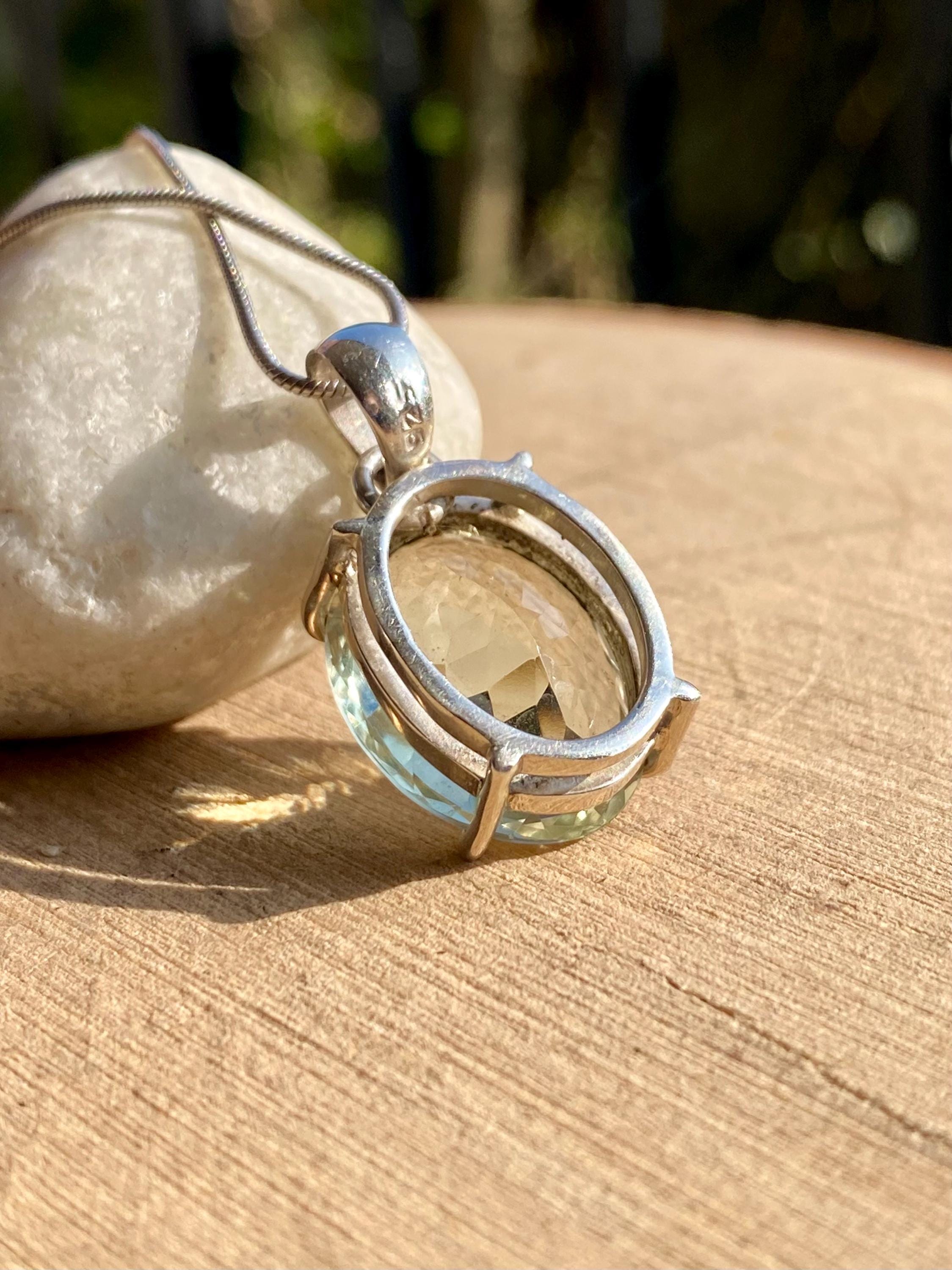 Green Amethyst (Prasiolite ) Sterling Silver Oval Pendant