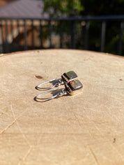 Ammolite Sterling Silver Rectangular Dangle Earrings