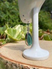 Natural Teardrop Malachite 925 Sterling Silver Dangle Earrings