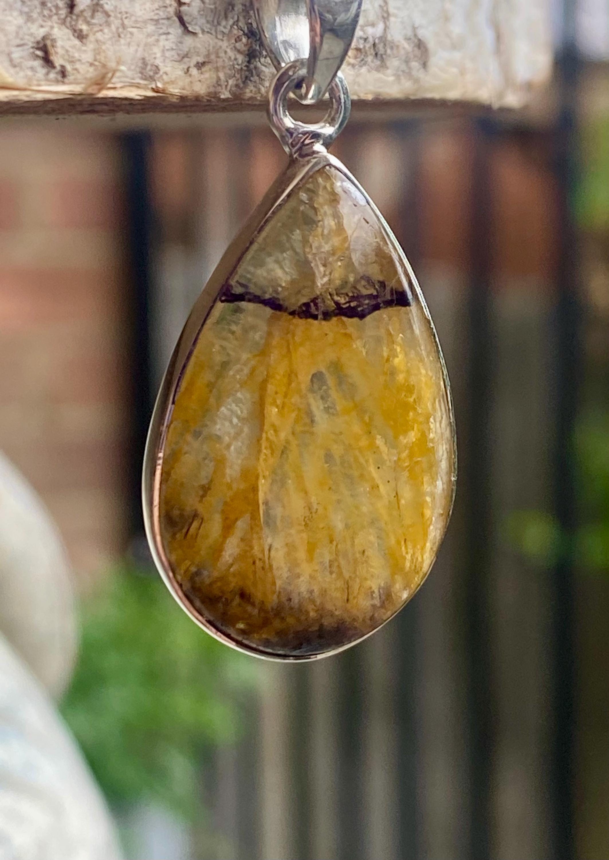 Blue John Silver Teardrop Pendant - Extremely Rare