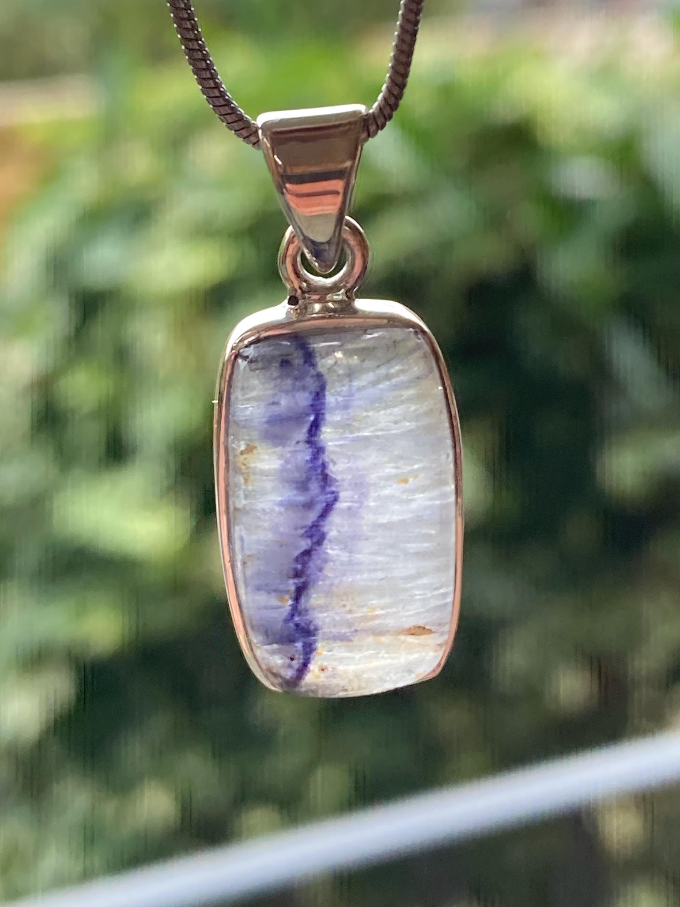 Blue John Sterling Silver Rectangular Pendant