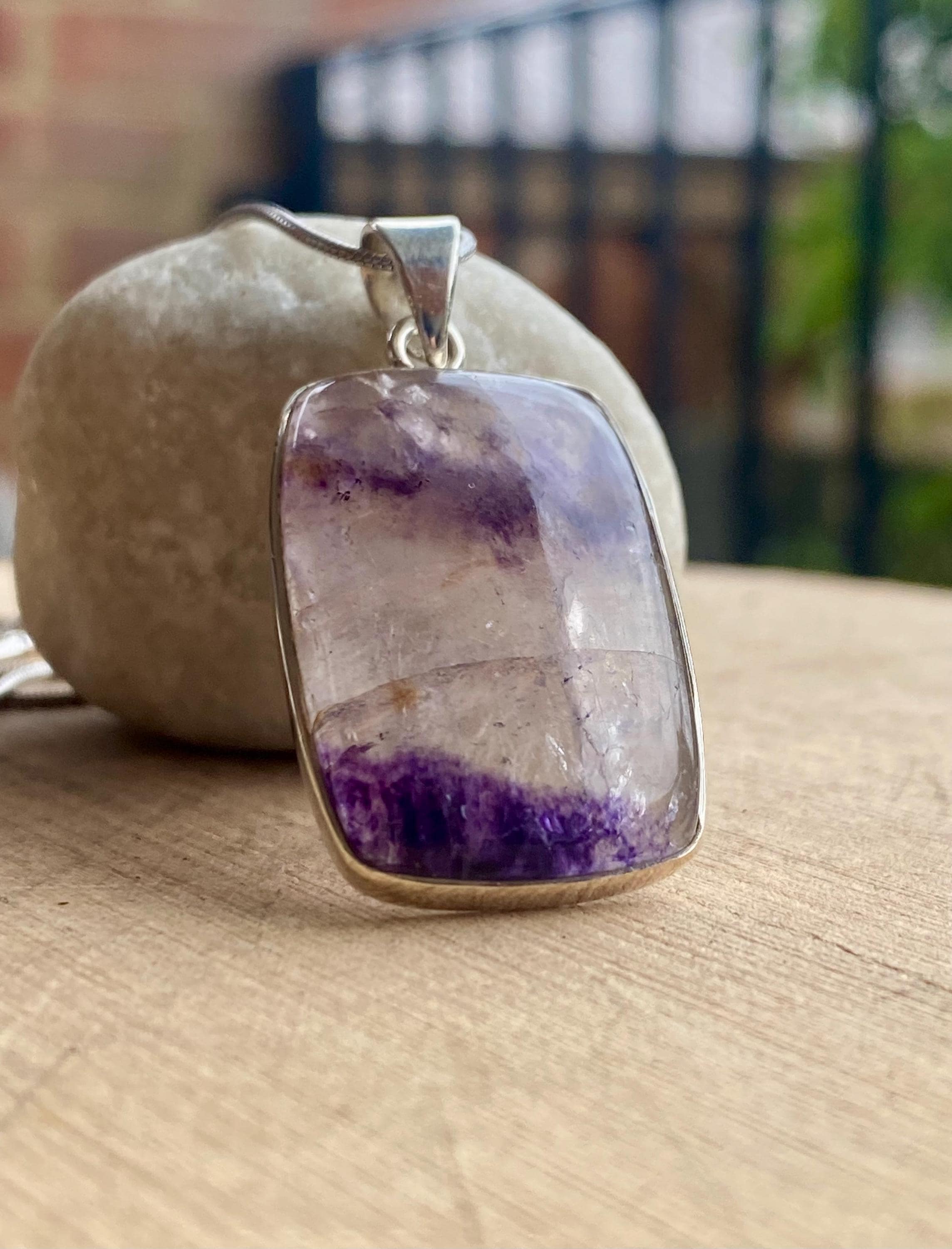 Blue John Sterling Silver Rectangular Pendant