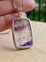 Blue John Sterling Silver Rectangular Pendant