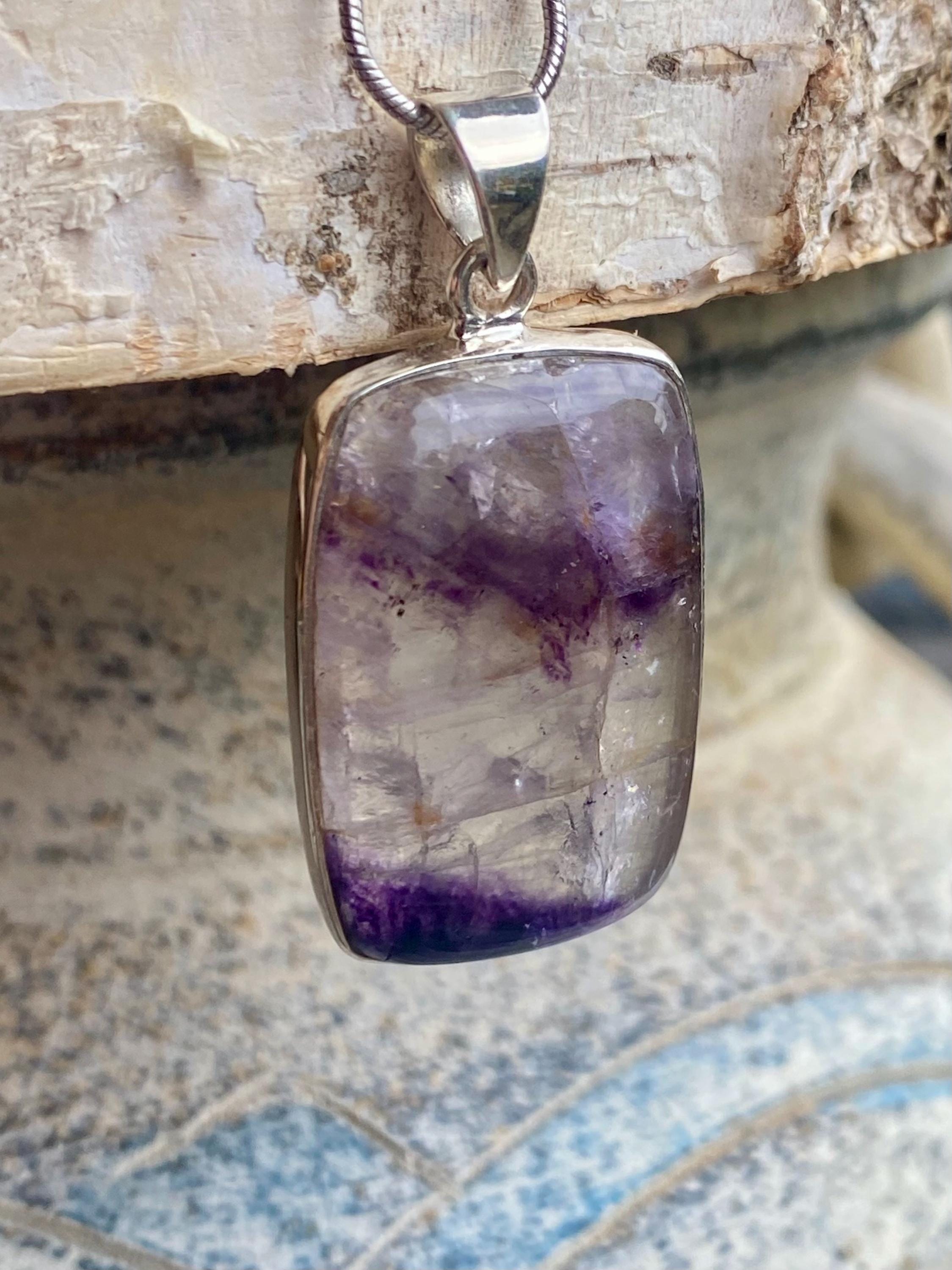 Blue John Sterling Silver Rectangular Pendant
