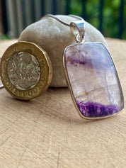 Blue John Sterling Silver Rectangular Pendant