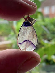 Blue John Silver Teardrop Pendant - Extremely Rare