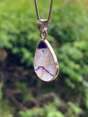 Blue John Silver Teardrop Pendant - Extremely Rare