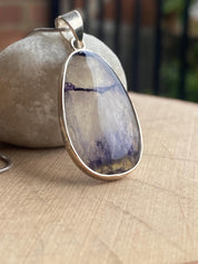 Blue John Silver Teardrop Pendant - Extremely Rare