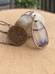 Blue John Silver Teardrop Pendant - Extremely Rare