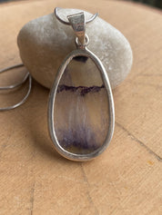 Blue John Silver Teardrop Pendant - Extremely Rare