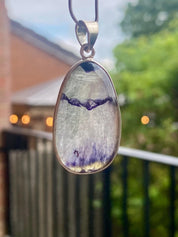 Blue John Silver Teardrop Pendant - Extremely Rare