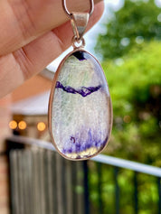 Blue John Silver Teardrop Pendant - Extremely Rare
