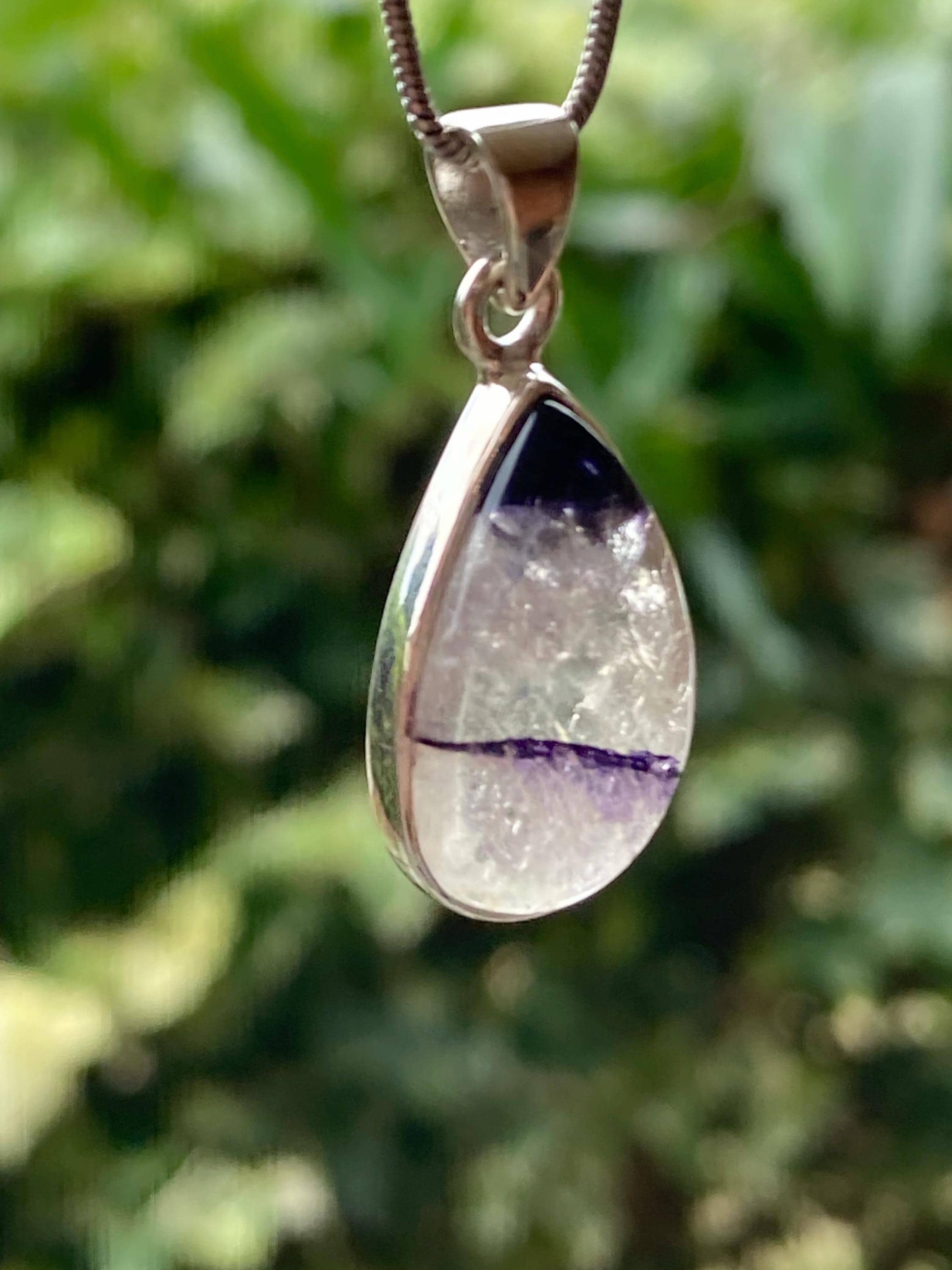 Blue John Silver Teardrop Pendant - Extremely Rare