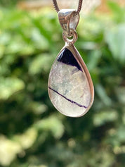 Blue John Silver Teardrop Pendant - Extremely Rare