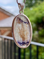 Oval Blue John 925 Sterling Silver Pendant