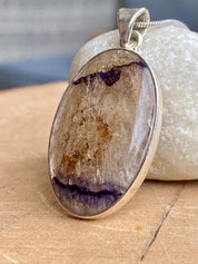 Oval Blue John 925 Sterling Silver Pendant