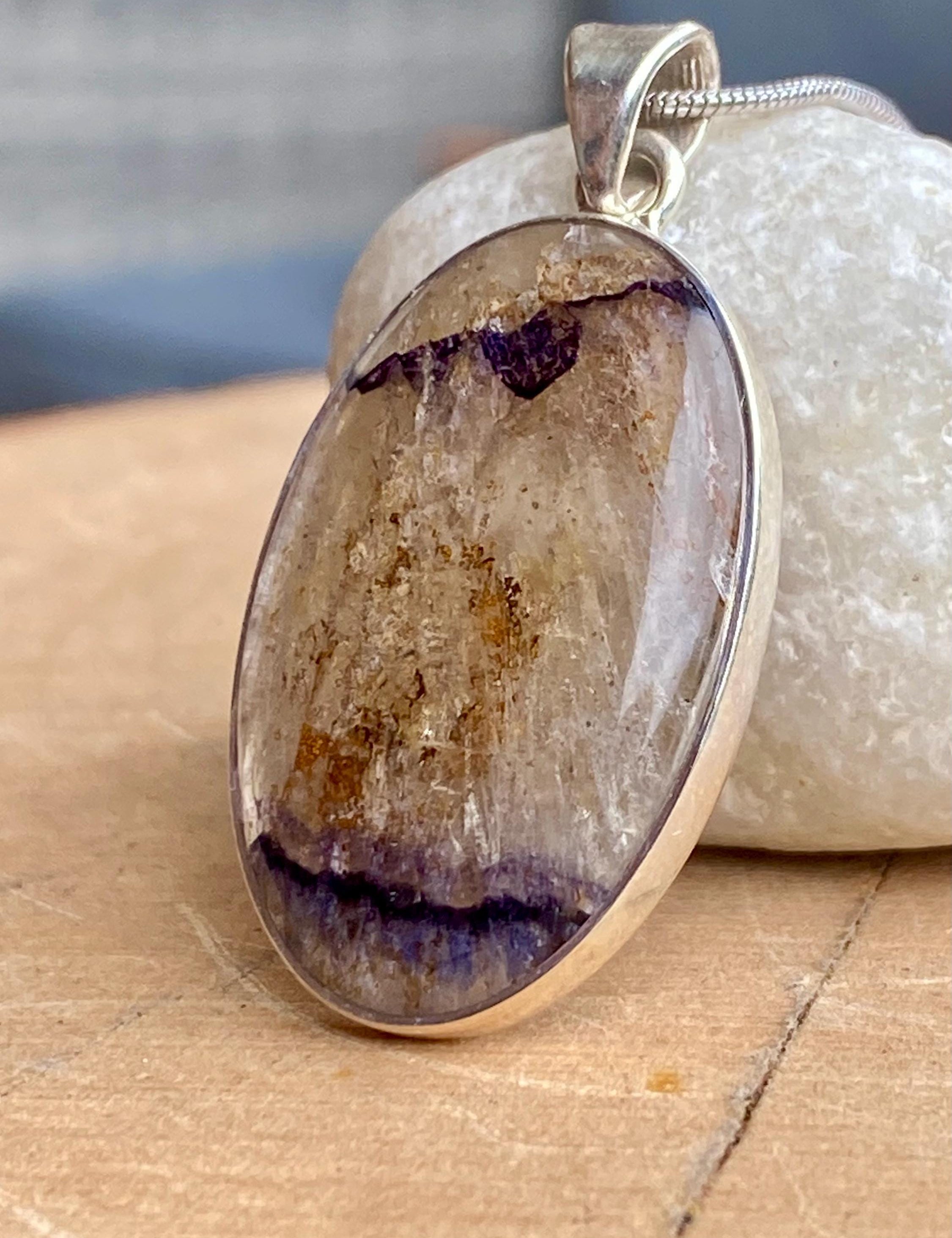 Oval Blue John 925 Sterling Silver Pendant