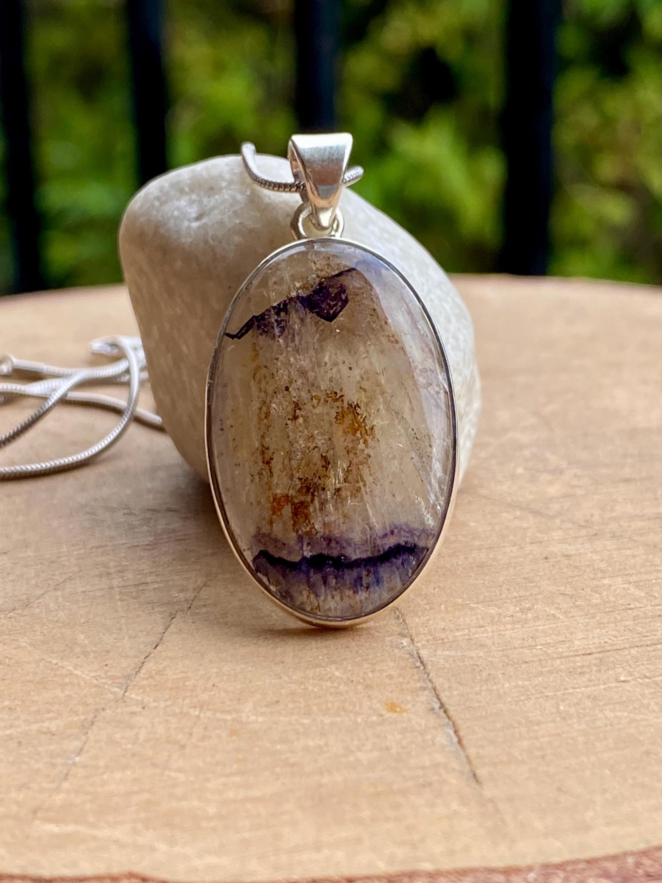 Oval Blue John 925 Sterling Silver Pendant