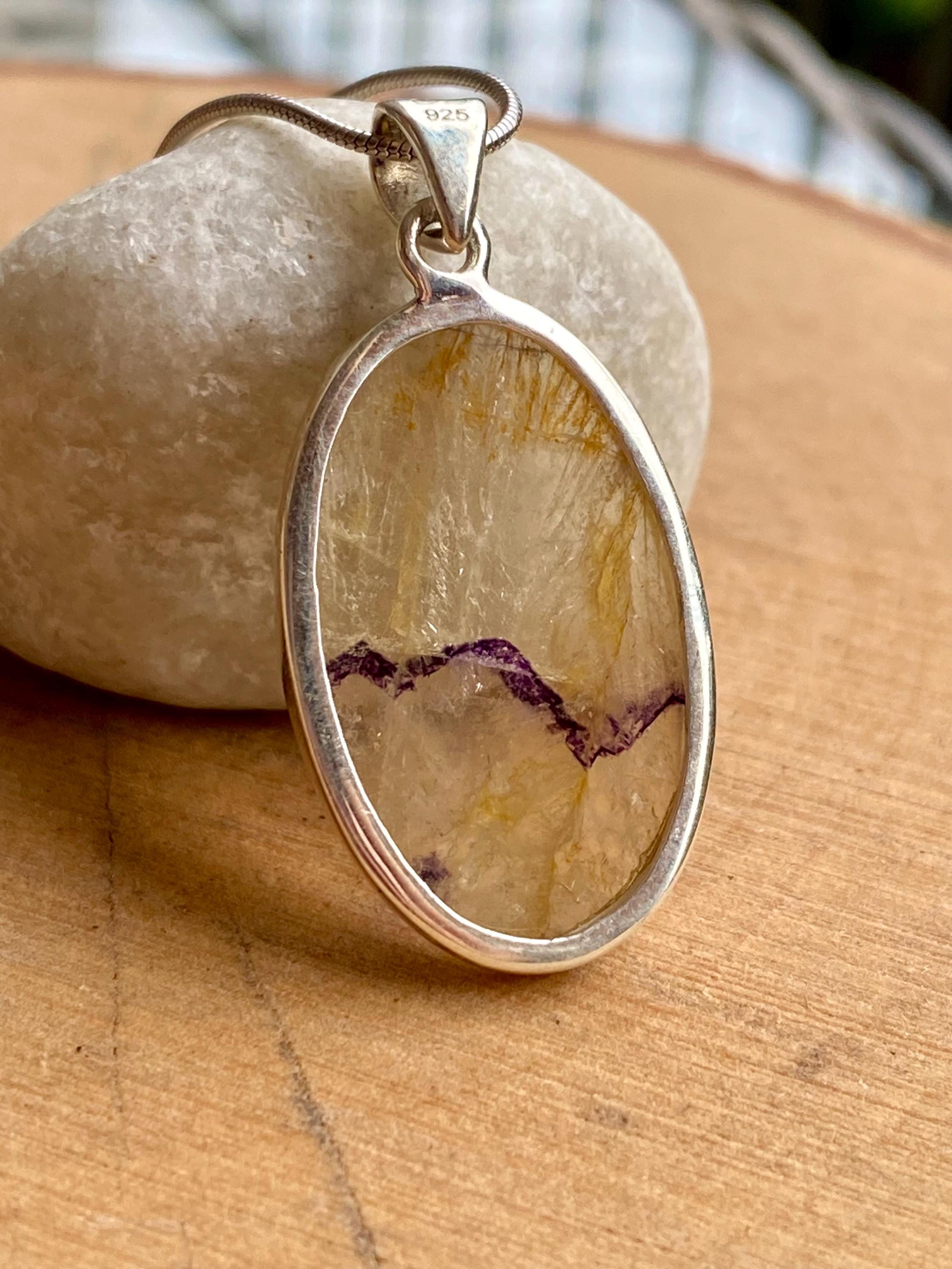 Blue John Silver Oval Pendant