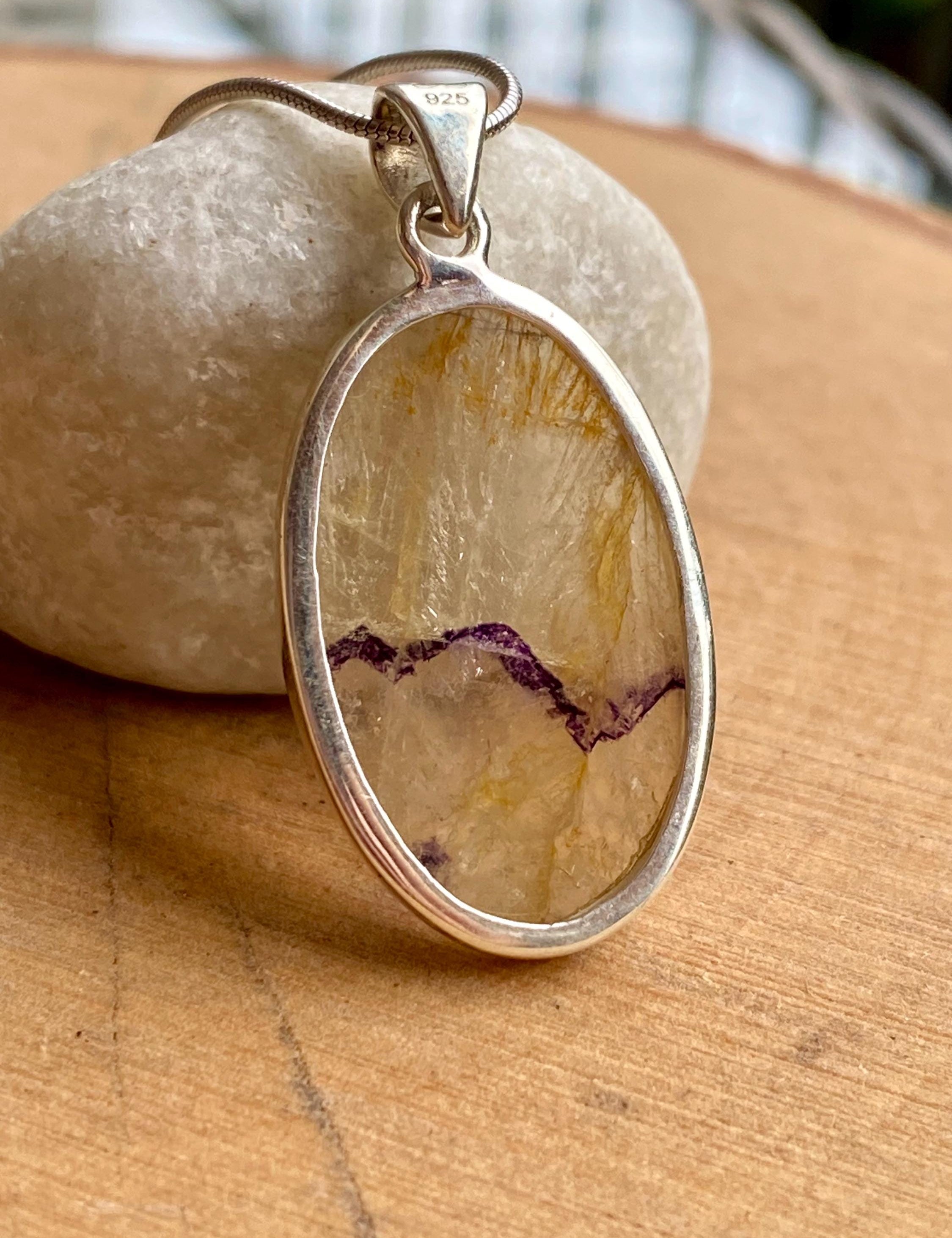 Blue John Silver Oval Pendant