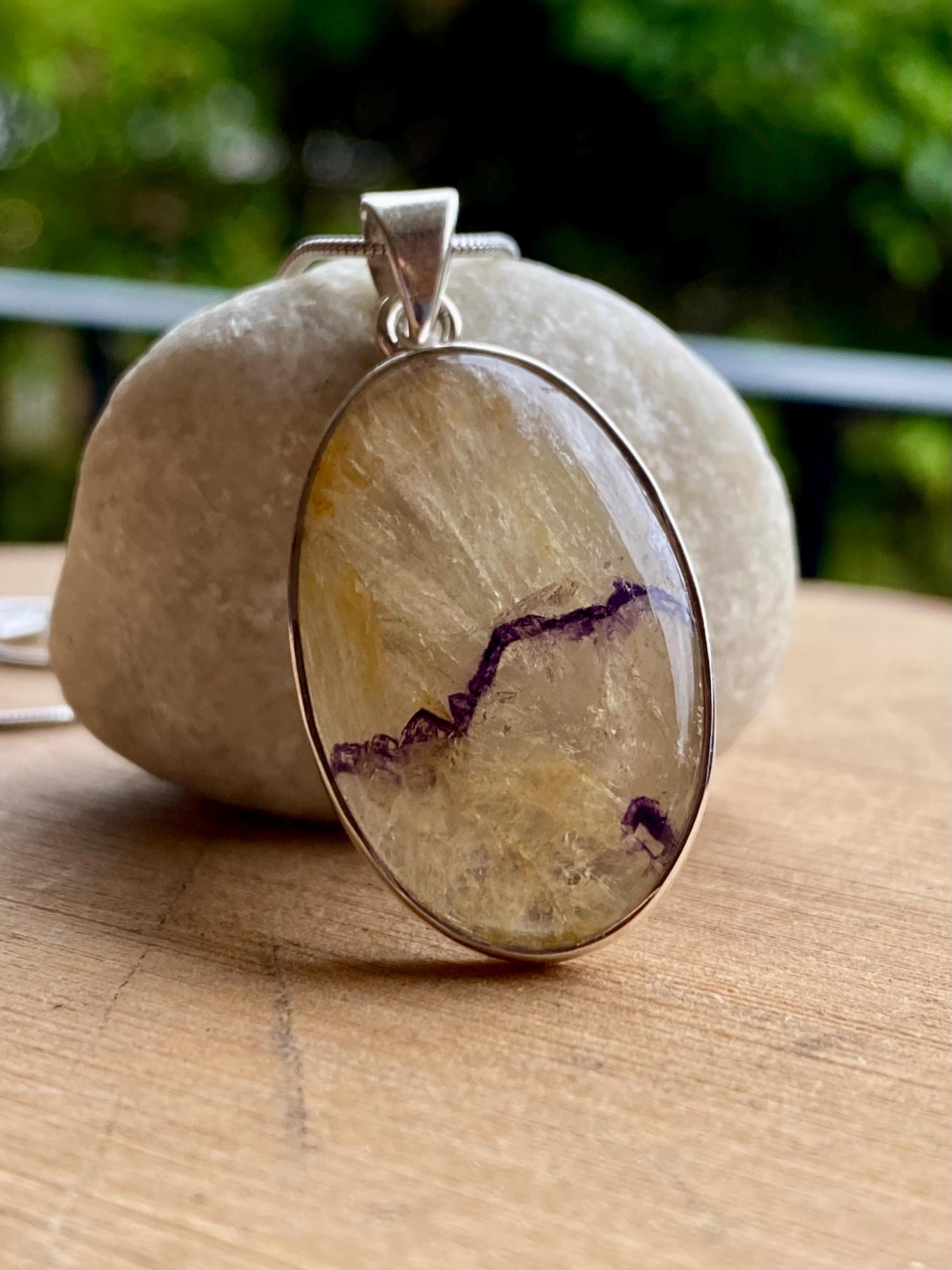 Blue John Silver Oval Pendant
