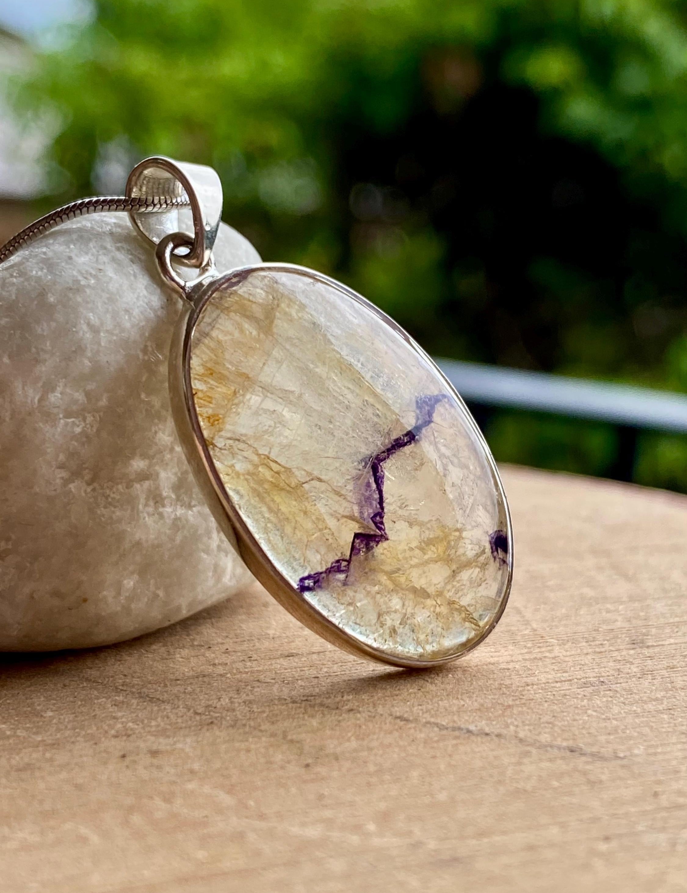Blue John Silver Oval Pendant