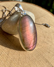 Rare Oval Purple Labradorite 925 Silver Pendant