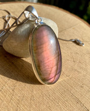 Rare Oval Purple Labradorite 925 Silver Pendant