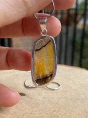 Rare Blue John Pendant, Rectangle 32mm x 15mm, Sterling Silver, Derbyshire UK