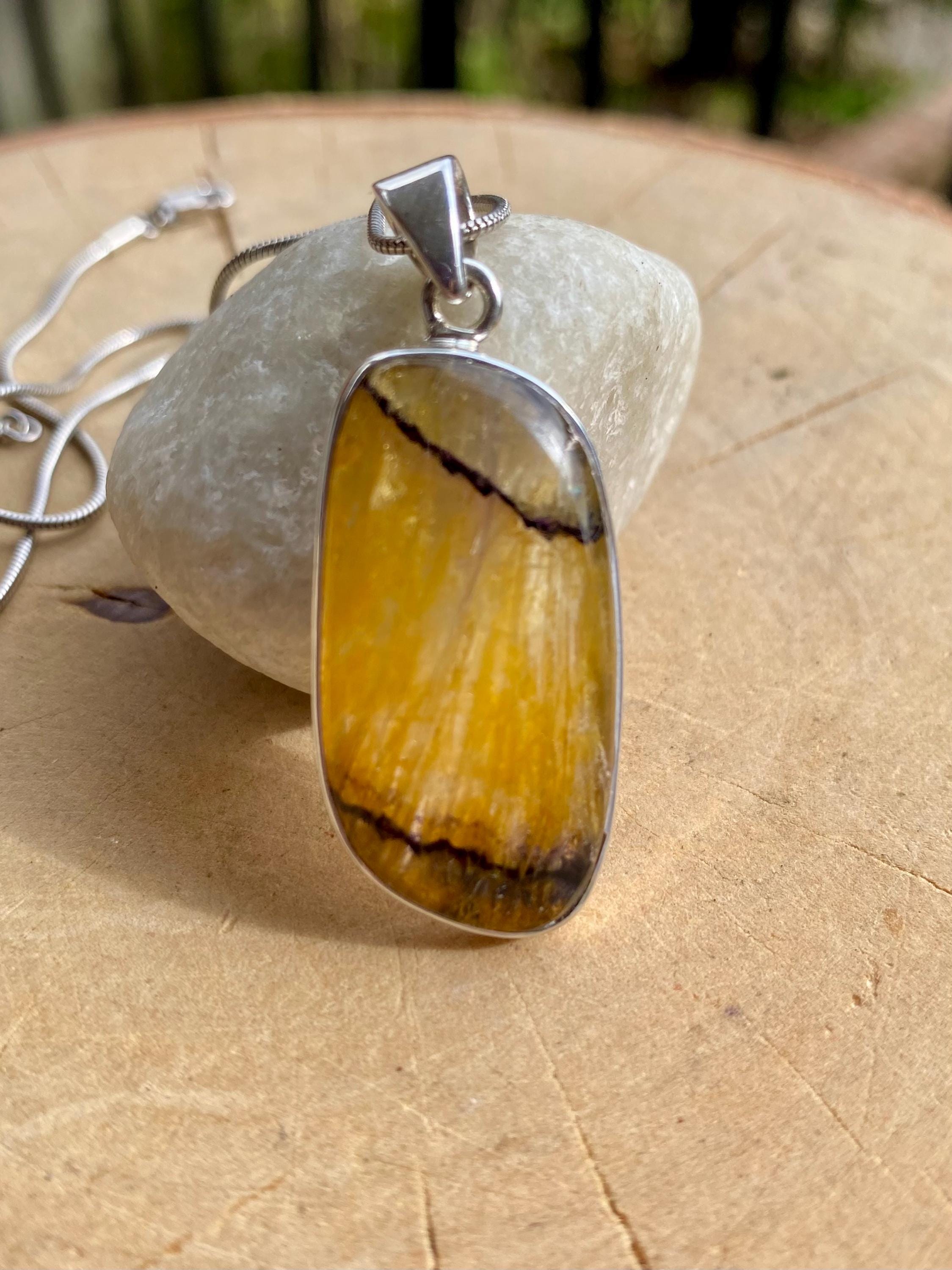 Rare Blue John Pendant, Rectangle 32mm x 15mm, Sterling Silver, Derbyshire UK