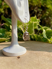 Meteorite Dangle Earrings: Sterling Silver Hexagon - Handmade Galaxy Jewellery