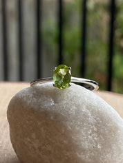Oval Cut Peridot 925 Sterling Silver Ring
