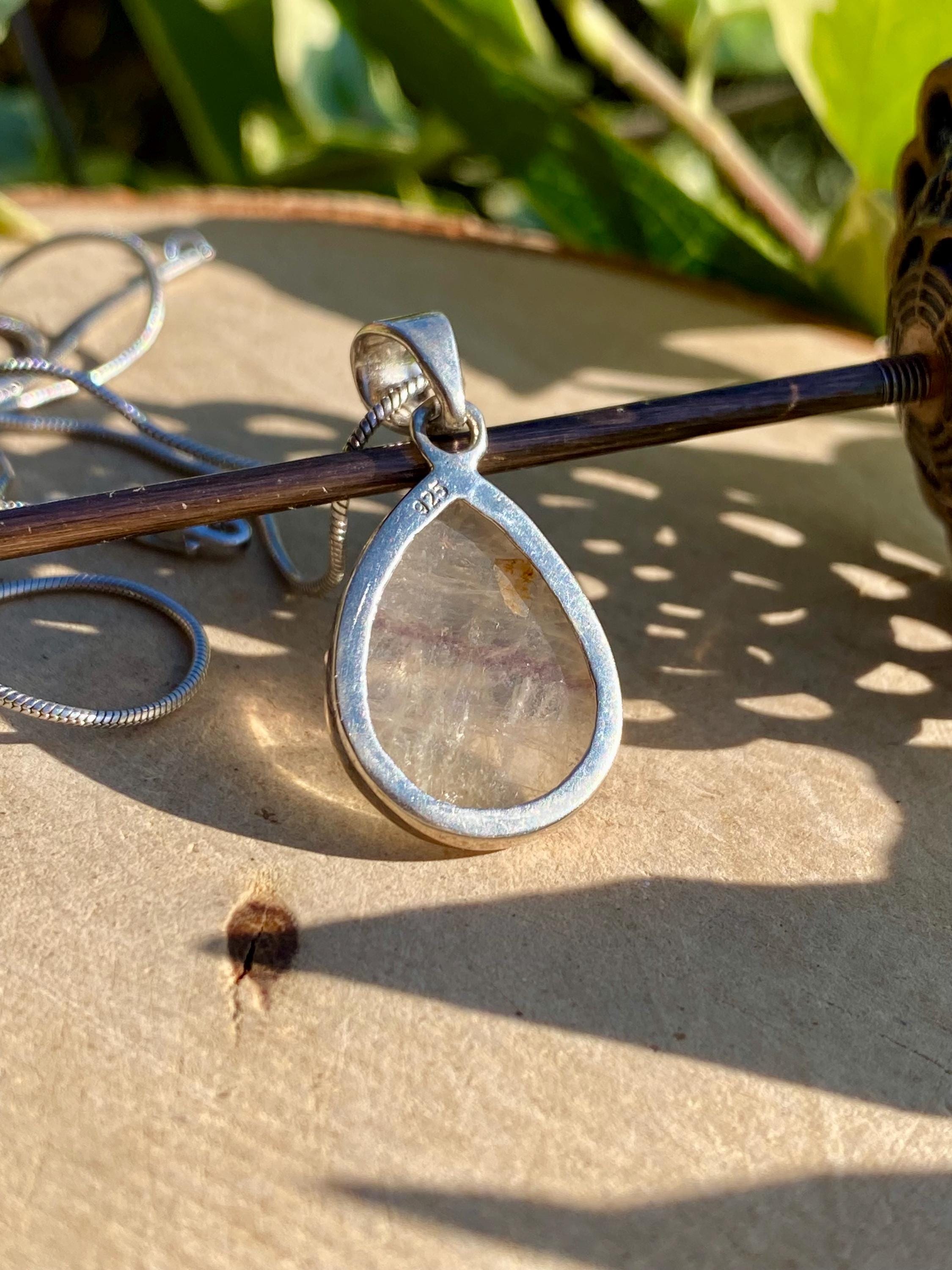 Blue John Teardrop Pendant: Sterling Silver, Handmade Derbyshire Gemstone