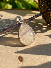 Blue John Teardrop Pendant: Sterling Silver, Handmade Derbyshire Gemstone