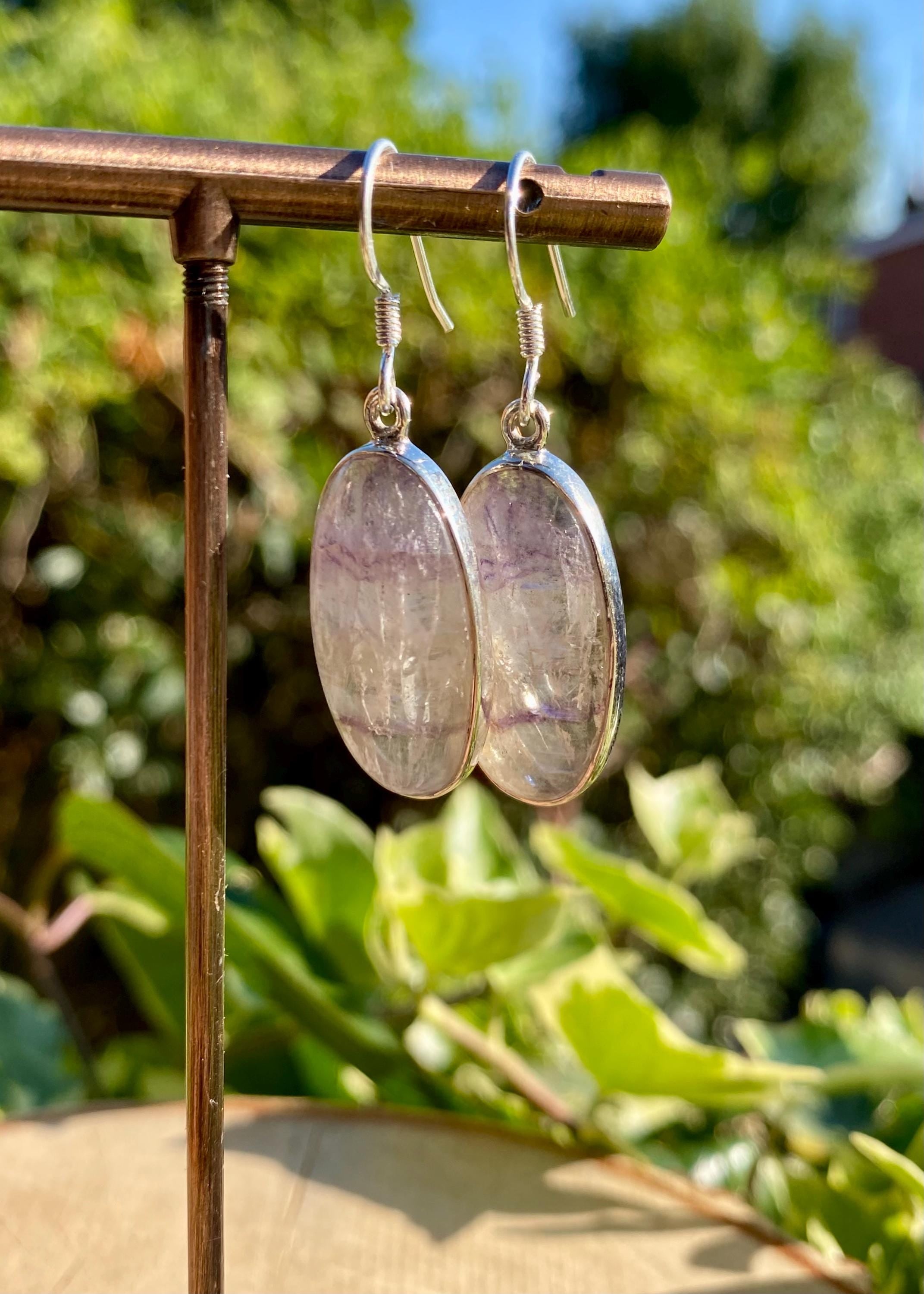 Blue John Drop Earrings: Sterling Silver, Handmade Derbyshire Jewelry