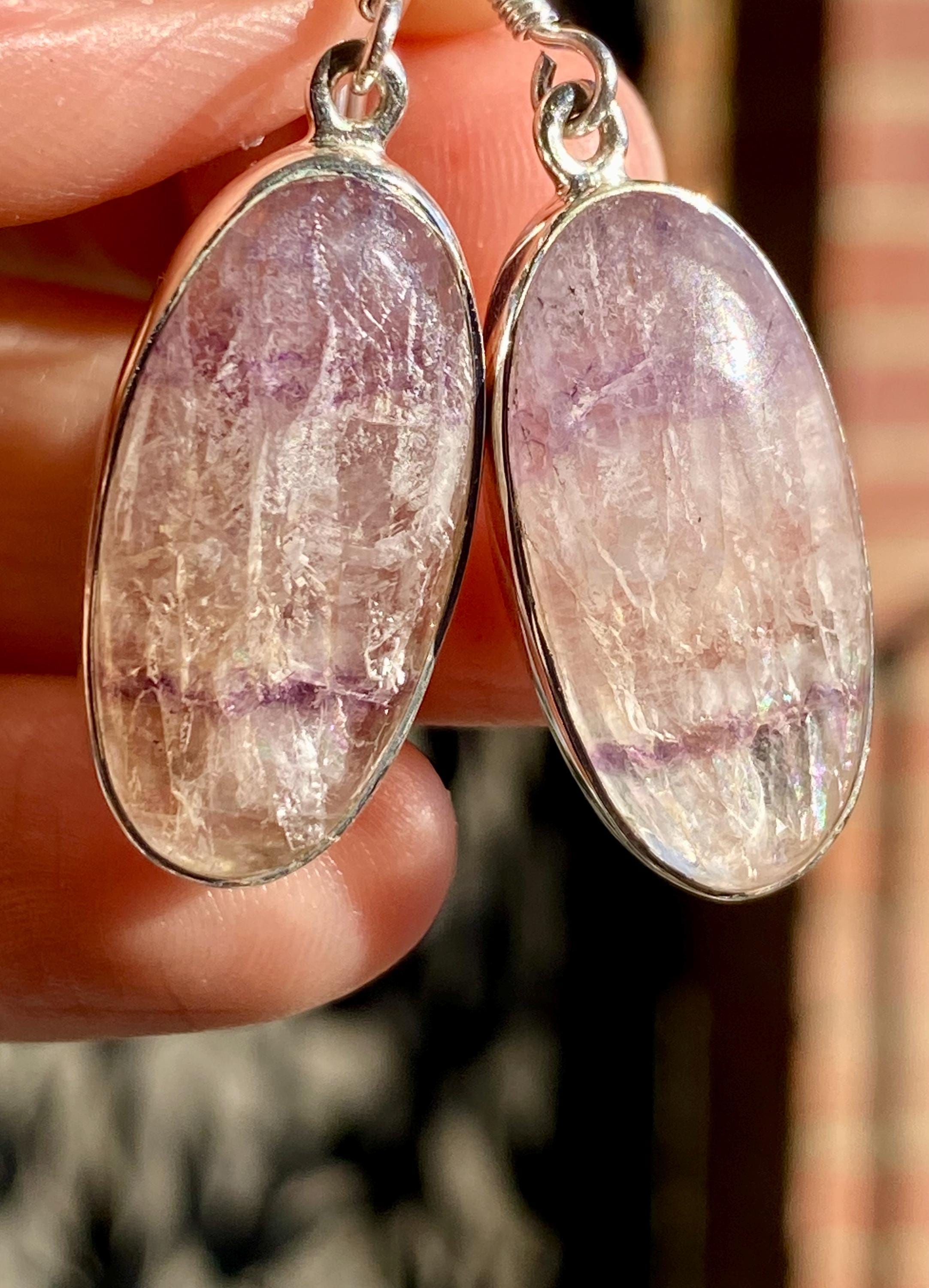 Blue John Drop Earrings: Sterling Silver, Handmade Derbyshire Jewelry