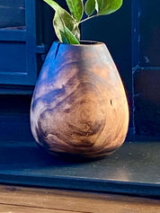 Bog Oak Wooden Vase – Hand-Turned, UK Made, Natural Oil Finish – Dried Flower