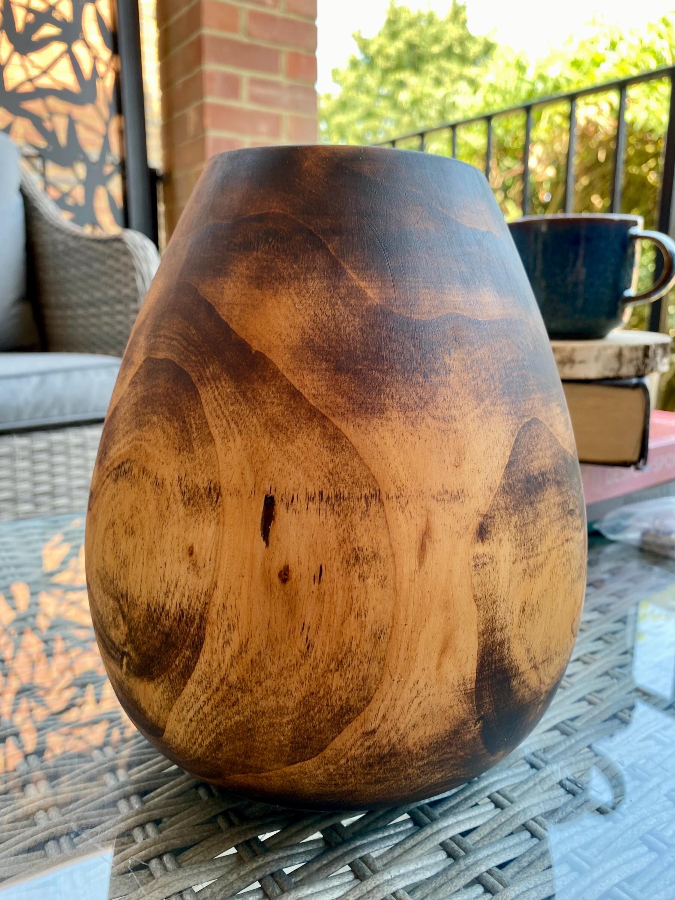 Handmade Oak Wood Vase: Rustic Minimalist Home Decor