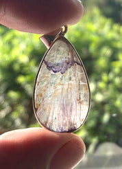 Rare Blue John Pendant, Teardrop 30mm x 18mm, Sterling Silver, Derbyshire UK