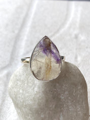 Blue John Teardrop Ring: 925 Sterling Silver, Handmade Derbyshire Gemstone