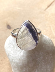 Blue John Teardrop Ring: Sterling Silver, Handmade UK Jewelry