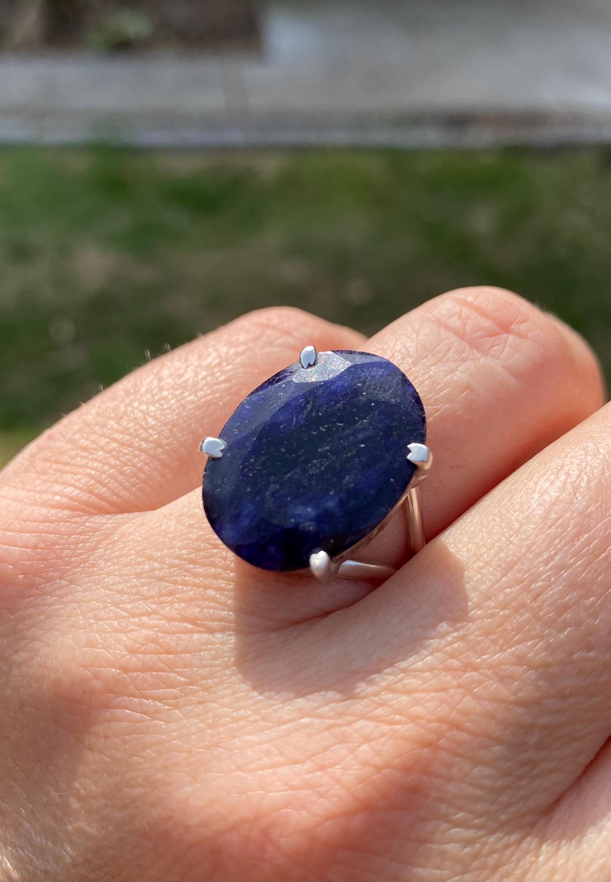 Raw Sapphire and Silver Ring