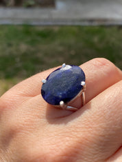 Raw Sapphire and Silver Ring
