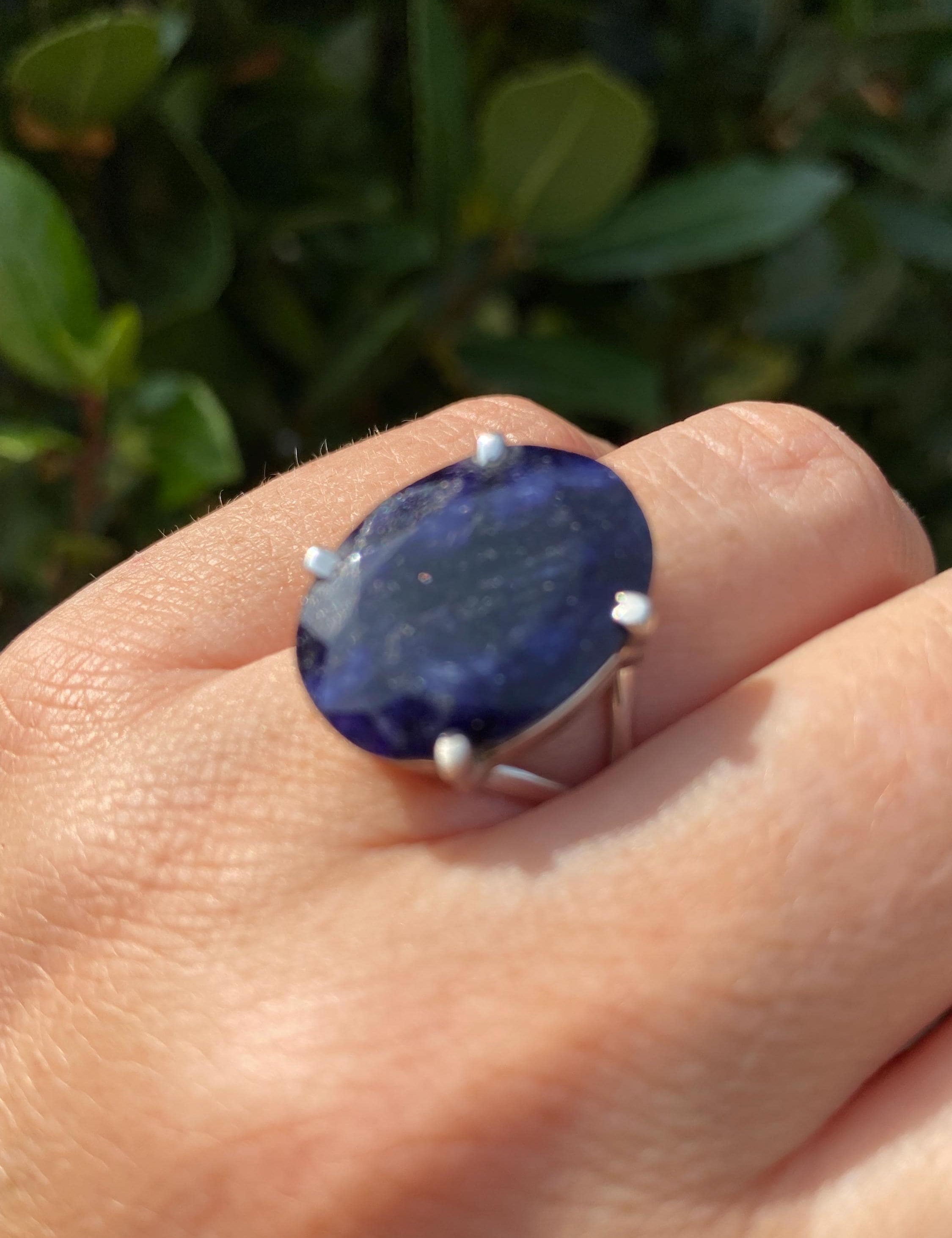 Raw Sapphire and Silver Ring