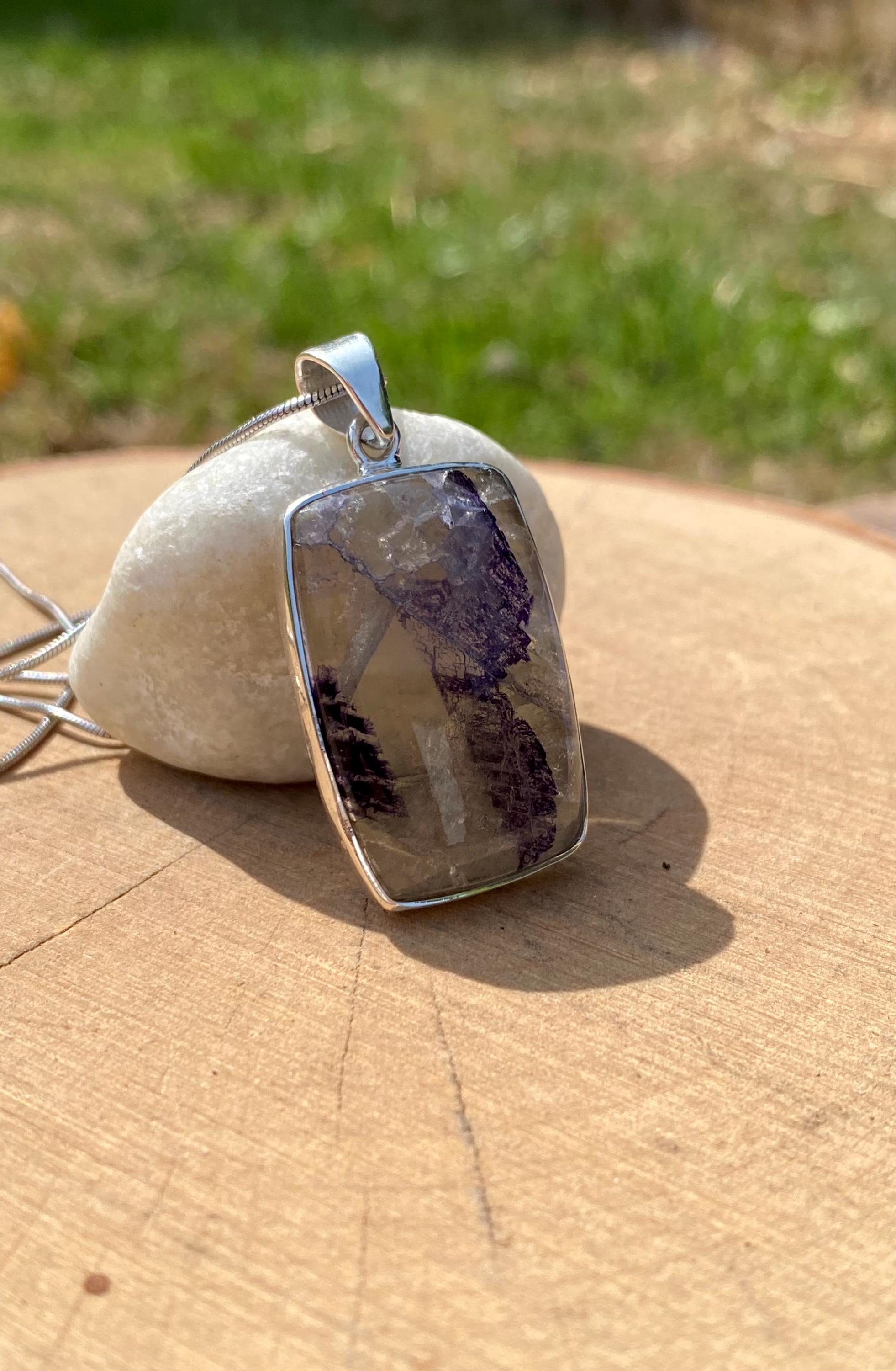 Blue John Sterling Silver Pendant