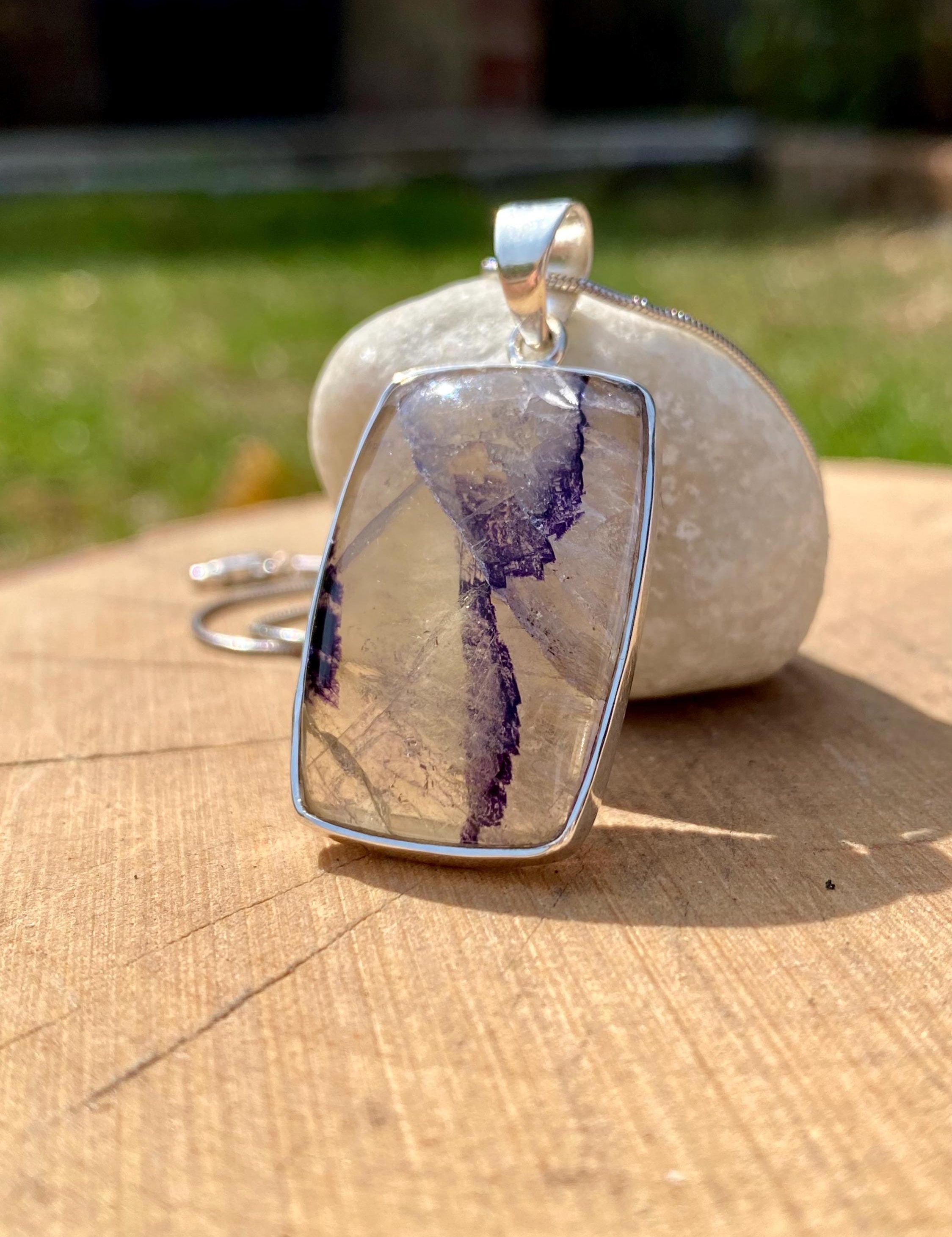 Blue John Sterling Silver Pendant