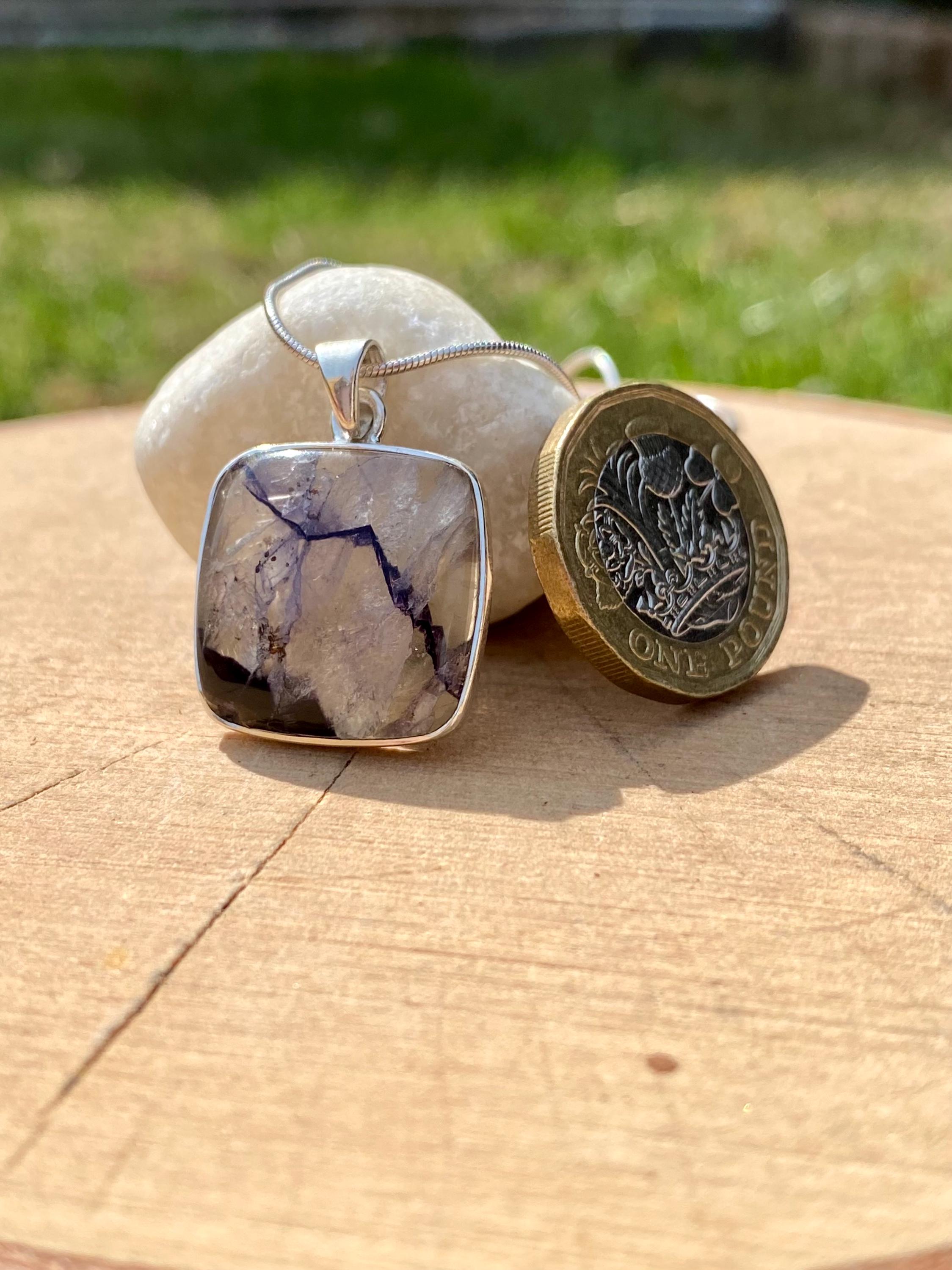 Blue John Sterling Silver Pendant