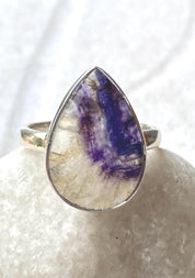 Blue John Teardrop Ring: Handmade Sterling Silver Derbyshire Gemstone